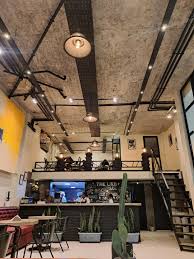 Urb dining room with hanging pendant lights